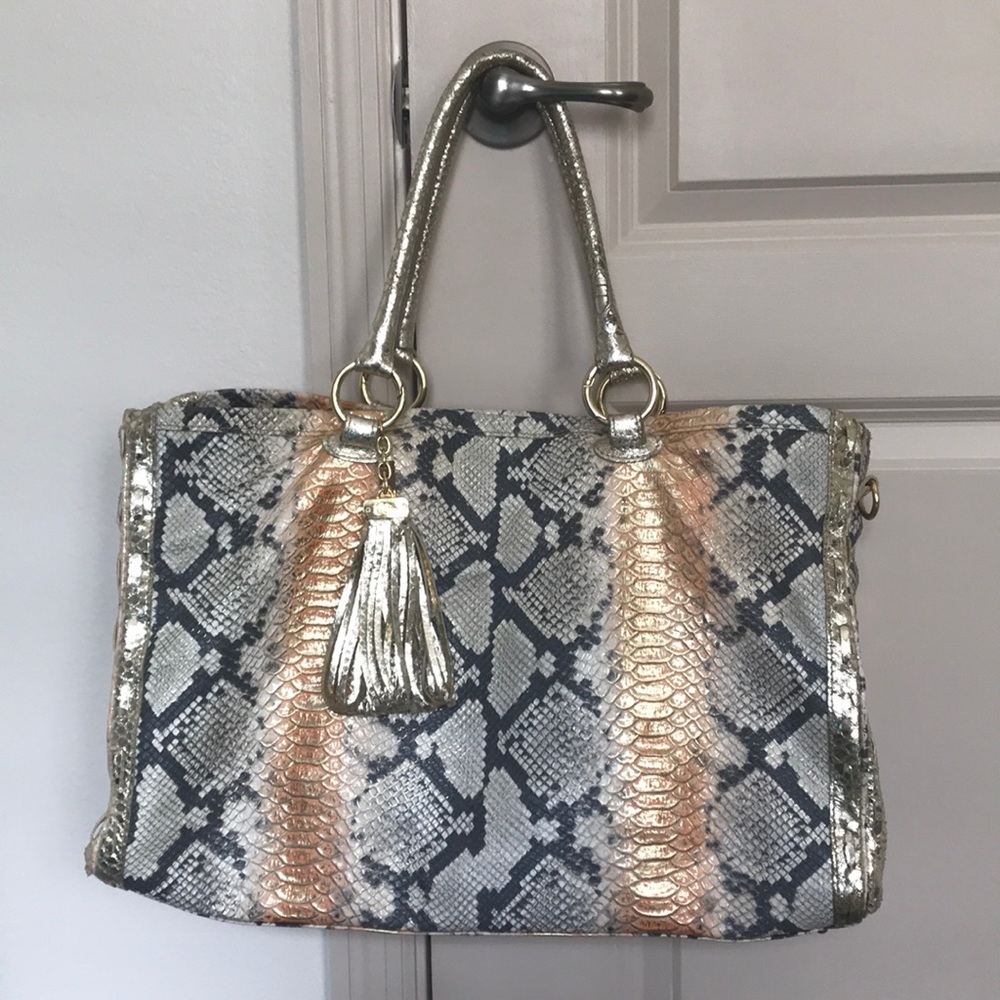 Jenrigo Pink Python Leather Handbag
